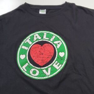 ITALIA LOVE ITALIAN ITALY black red green crew neck Italian TSHIRT Large L 38